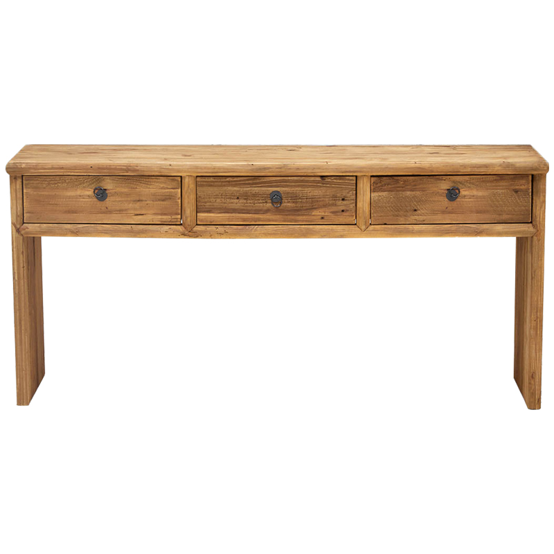 Деревянная консоль с 3-мя ящиками Gillian Wood Console Коричневый Древесина во Владивостоке | Loft Concept 