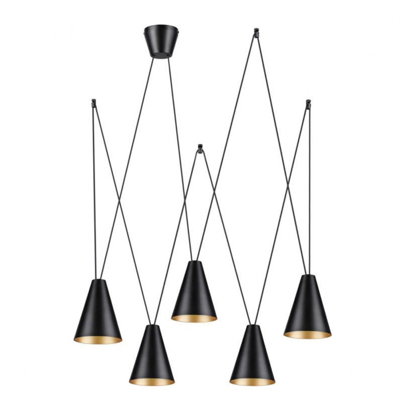 Люстра Brooklyn Lights c Матовыми Плафонами Черный Черный матовый Золотой Люстра Brooklyn Lights c Матовыми Плафонами Черный Черный матовый Золотой во Владивостоке | Loft Concept