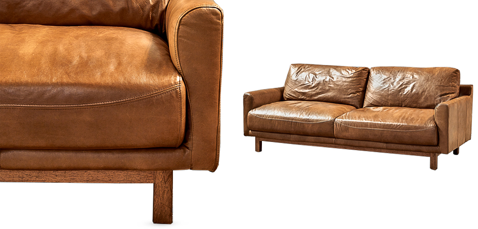 Диван Caramel Leather & Wood Triple Sofa Диван Caramel Leather & Wood Triple Sofa - Loft-Concept во Владивостоке