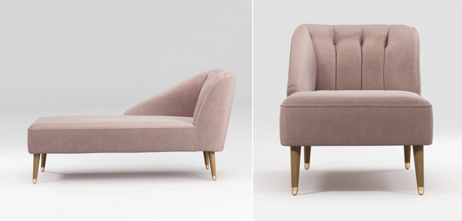 Кушетка Chaise Longue, Pink Cotton Velvet Кушетка Chaise Longue, Pink Cotton Velvet - Loft-Concept во Владивостоке