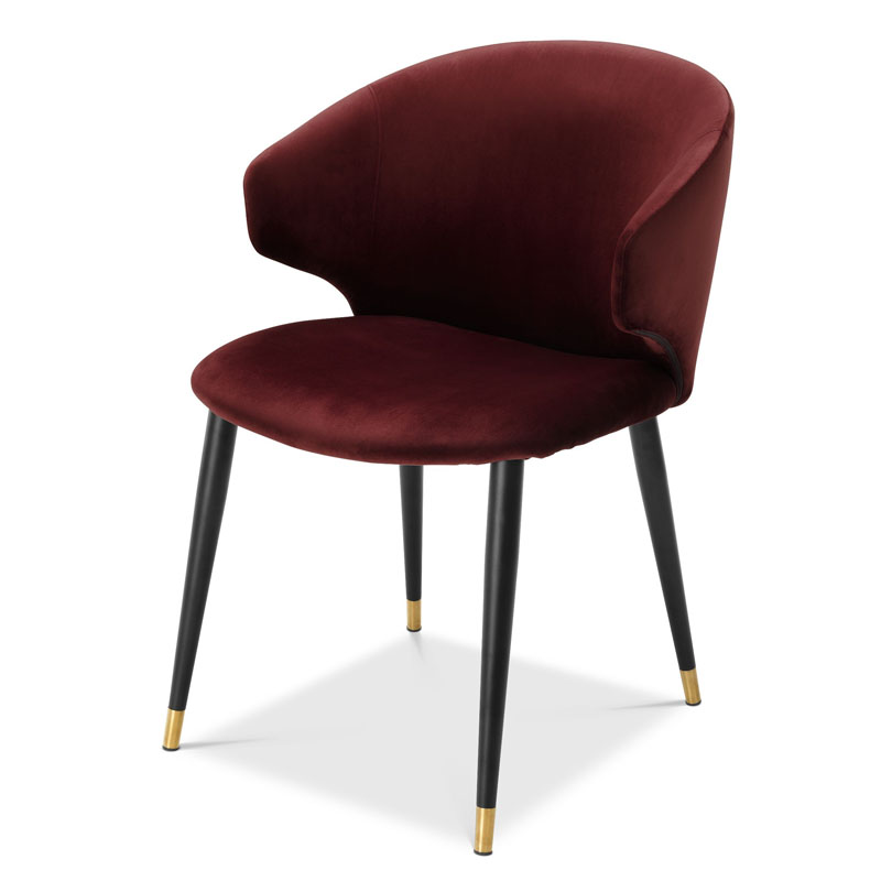 Стул Eichholtz DINING CHAIR VOLANTE burgundy Бургундский красный Черный Золотой во Владивостоке | Loft Concept 