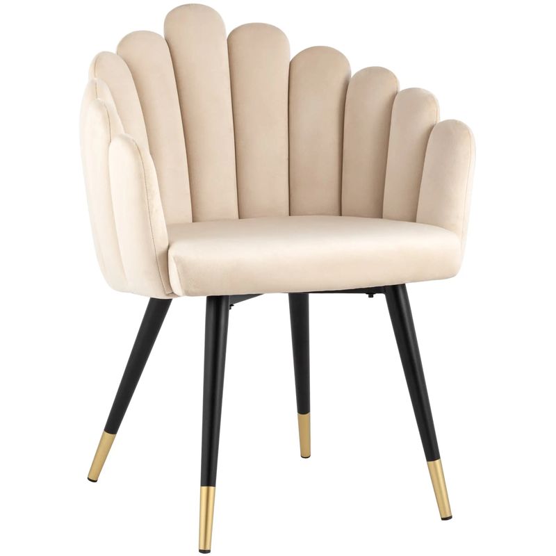 Стул Camellia Chair Бежевый Велюр Бежевый Черный во Владивостоке | Loft Concept 