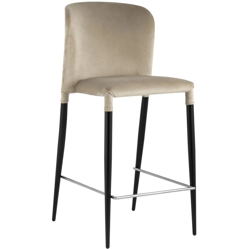 Барный Стул Lori Chair Бежевый Велюр Бежевый Черный Барный Стул Lori Chair Бежевый Велюр Бежевый Черный во Владивостоке | Loft Concept