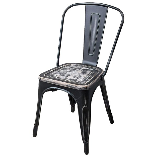 Кухонный стул Tolix Chair Vintage Wood Винтажный черный Кухонный стул Tolix Chair Vintage Wood Винтажный черный во Владивостоке | Loft Concept