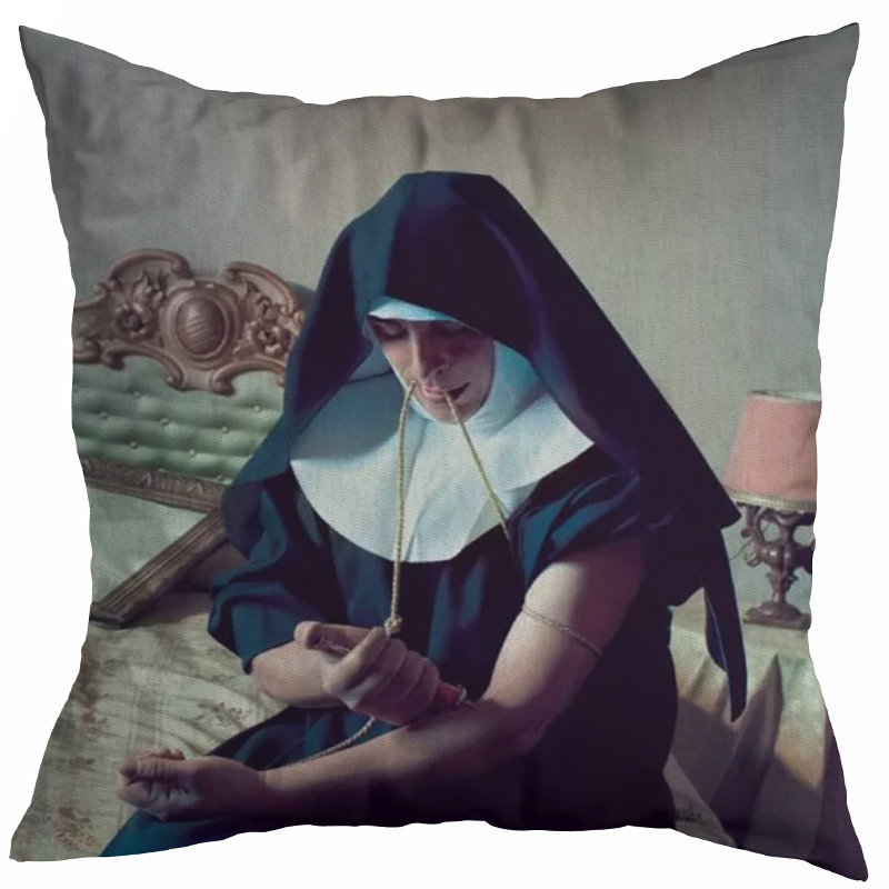 Декоративная подушка Seletti Cushion Nun Бежевый Коричневый Черный Зеленый шалфей Декоративная подушка Seletti Cushion Nun Бежевый Коричневый Черный Зеленый шалфей во Владивостоке | Loft Concept