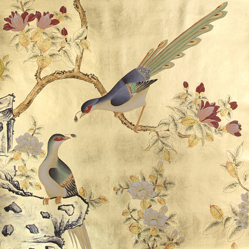 Обои шинуазри Japanese Garden Original colourway on Deep Rich Gold gilded paper Обои шинуазри Japanese Garden Original colourway on Deep Rich Gold gilded paper во Владивостоке | Loft Concept