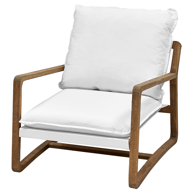 Белое кресло Loan Armchair с каркасом из массива дуба Белый Светлый дуб Белое кресло Loan Armchair с каркасом из массива дуба Белый Светлый дуб во Владивостоке | Loft Concept