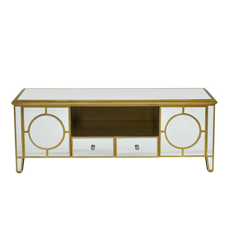 Комод в стиле арт-деко зеркальный Mirrored Circles Commode Золотой Комод в стиле арт-деко зеркальный Mirrored Circles Commode Золотой во Владивостоке | Loft Concept