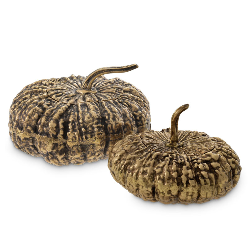Набор шкатулок Eichholtz BOX CITROUILLE SET OF 2 Винтажная латунь Набор шкатулок Eichholtz BOX CITROUILLE SET OF 2 Винтажная латунь во Владивостоке | Loft Concept