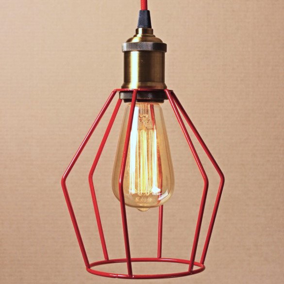 Подвесной светильник Wire Cage Pendant Trew Red Красный во Владивостоке | Loft Concept 