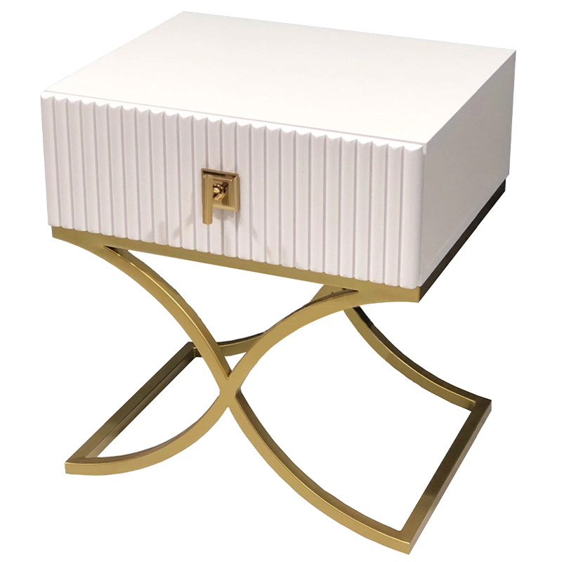 Тумба Catrin Nightstand Белый Золотой Тумба Catrin Nightstand Белый Золотой во Владивостоке | Loft Concept