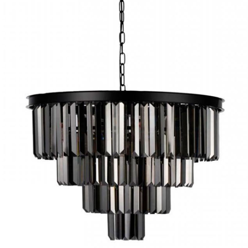 Круглая Люстра RH 1920s Odeon Black iron Four Layers Серое Стекло диаметр 60 см Черный Серый Круглая Люстра RH 1920s Odeon Black iron Four Layers Серое Стекло диаметр 60 см Черный Серый во Владивостоке | Loft Concept