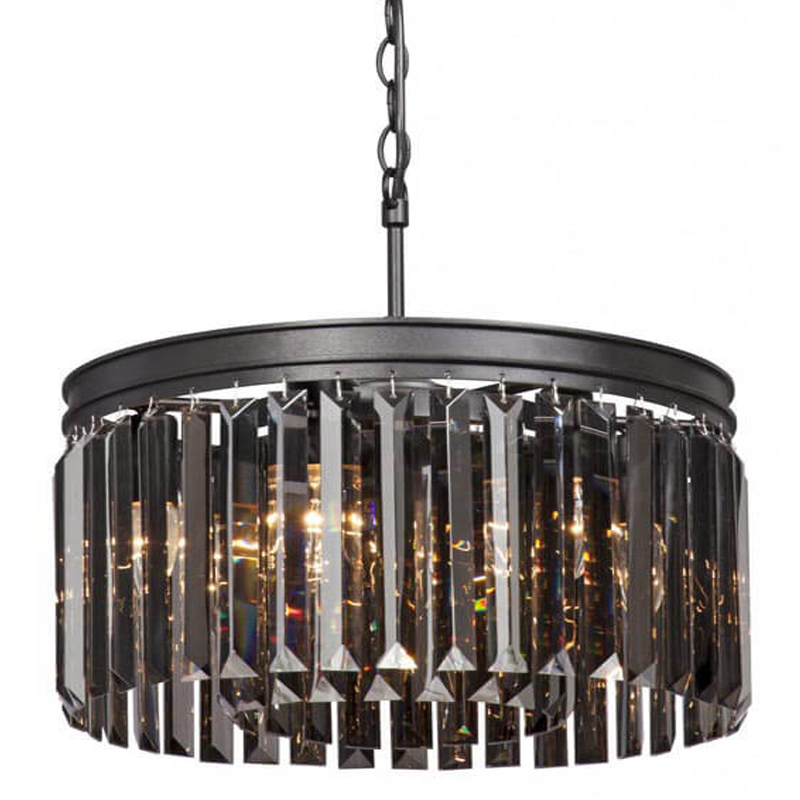 Люстра RH Rhys Smok Glass Prism Round Chandelier 40 Черный матовый Люстра RH Rhys Smok Glass Prism Round Chandelier 40 Черный матовый во Владивостоке | Loft Concept