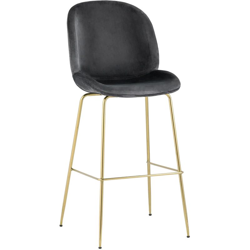 Барный Стул Серый Велюр Vendramin Chair Серый Золотой Барный Стул Серый Велюр Vendramin Chair Серый Золотой во Владивостоке | Loft Concept