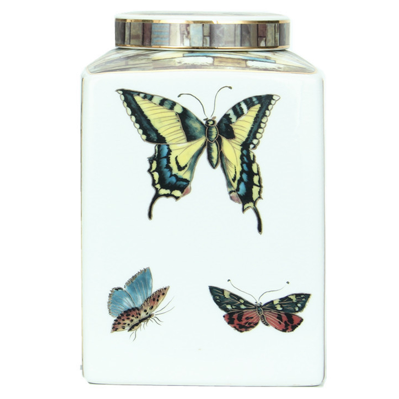 Ваза с крышкой Ceramic Flowers and Butterflies Small Vase Мульти Белый Ваза с крышкой Ceramic Flowers and Butterflies Small Vase Мульти Белый во Владивостоке | Loft Concept