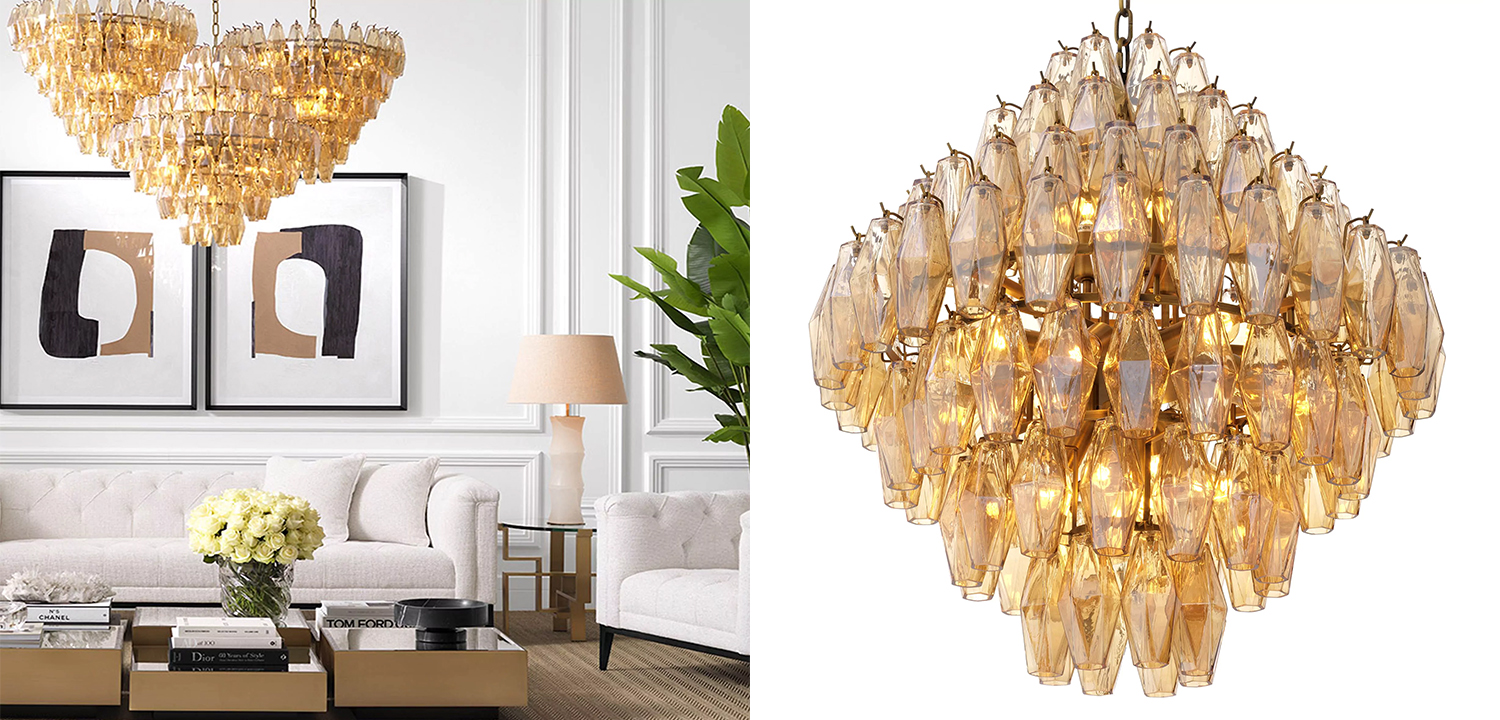Люстра Eichholtz Chandelier Benini L Amber - фото