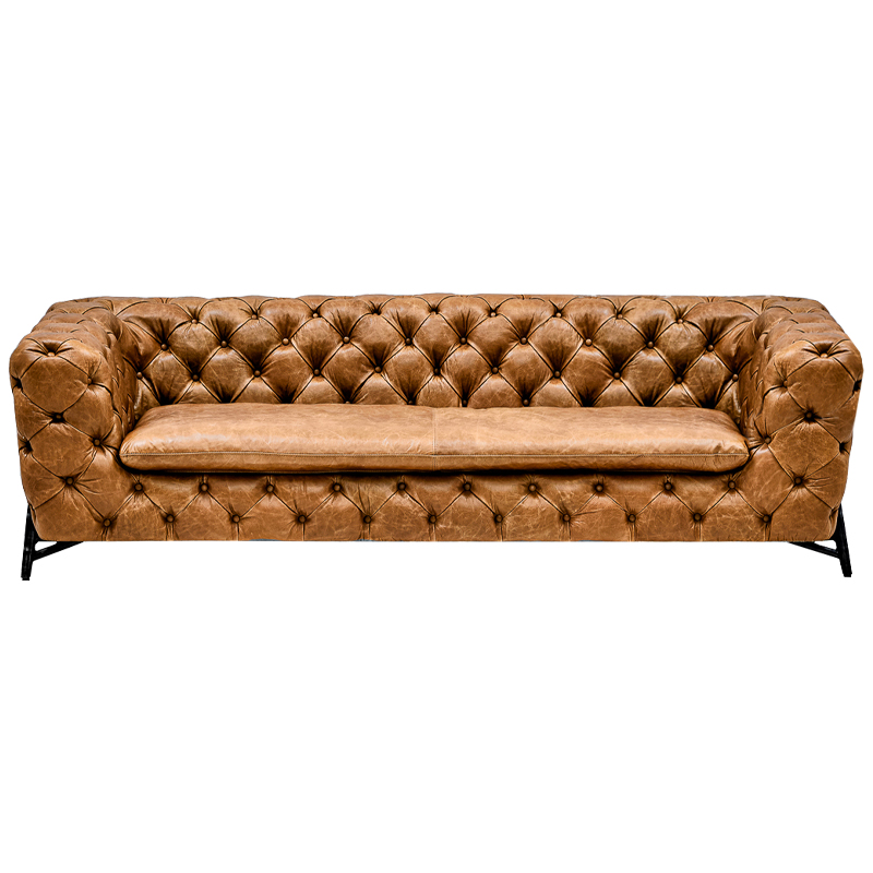 Диван Hendrica Capitone Sofa Карамель Черный Диван Hendrica Capitone Sofa Карамель Черный во Владивостоке | Loft Concept