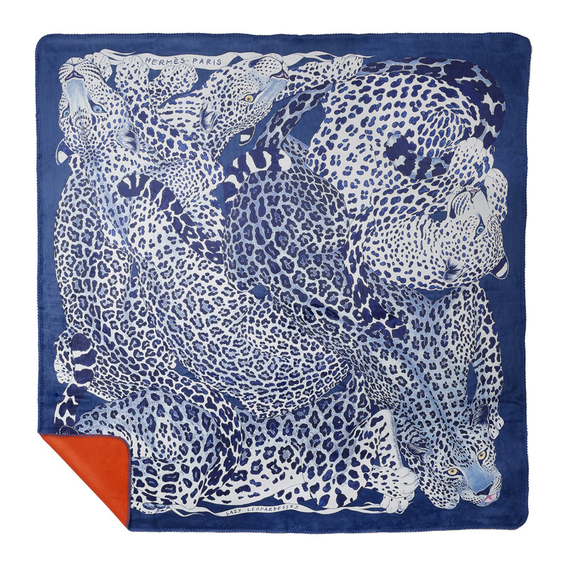 Плед Hermes Leopards Blue Синий Оранжевый Плед Hermes Leopards Blue Синий Оранжевый во Владивостоке | Loft Concept