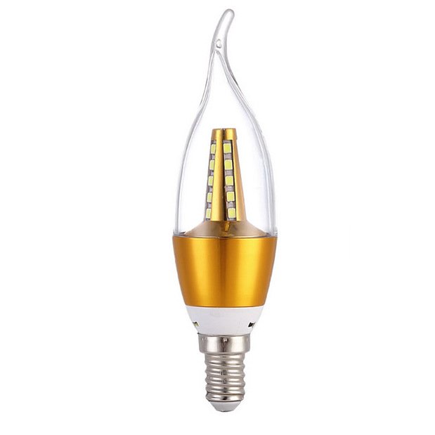 Прозрачная лампочка свеча LED E14 с позолотой Глянцевое золото Прозрачная лампочка свеча LED E14 с позолотой Глянцевое золото во Владивостоке | Loft Concept