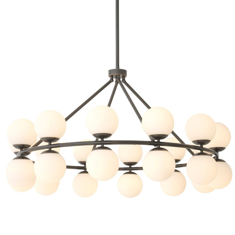Люстра Eichholtz Chandelier Hutchinson Bronze Темная бронза Белое матовое стекло Люстра Eichholtz Chandelier Hutchinson Bronze Темная бронза Белое матовое стекло во Владивостоке | Loft Concept