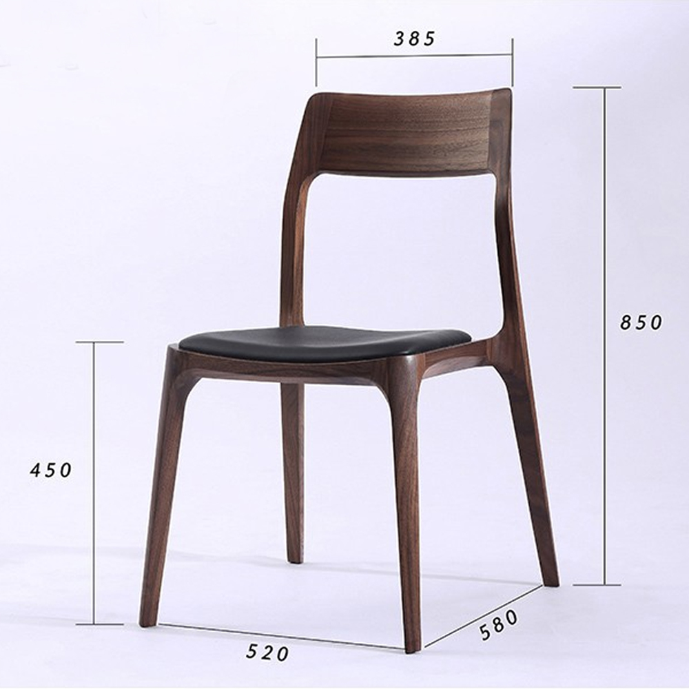 Стул деревянный с мягким сиденьем из черной натуральной кожи Moon Walnut Furniture Стул деревянный с мягким сиденьем из черной натуральной кожи Moon Walnut Furniture во Владивостоке