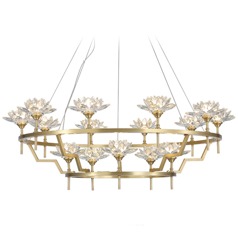 Большая Люстра Хрустальные Цветы Лотоса Lotus flower Clear Glass lamp 15 Латунь Прозрачное Стекло Большая Люстра Хрустальные Цветы Лотоса Lotus flower Clear Glass lamp 15 Латунь Прозрачное Стекло во Владивостоке | Loft Concept