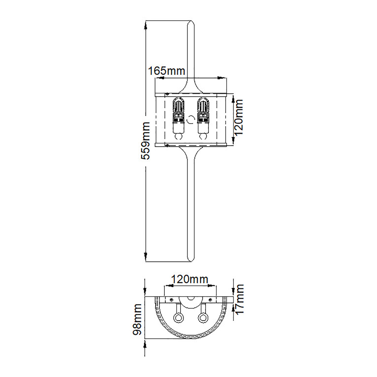Бра вертикальное с белым полукруглым плафоном и длинным стержнем S Kichler во Владивостоке