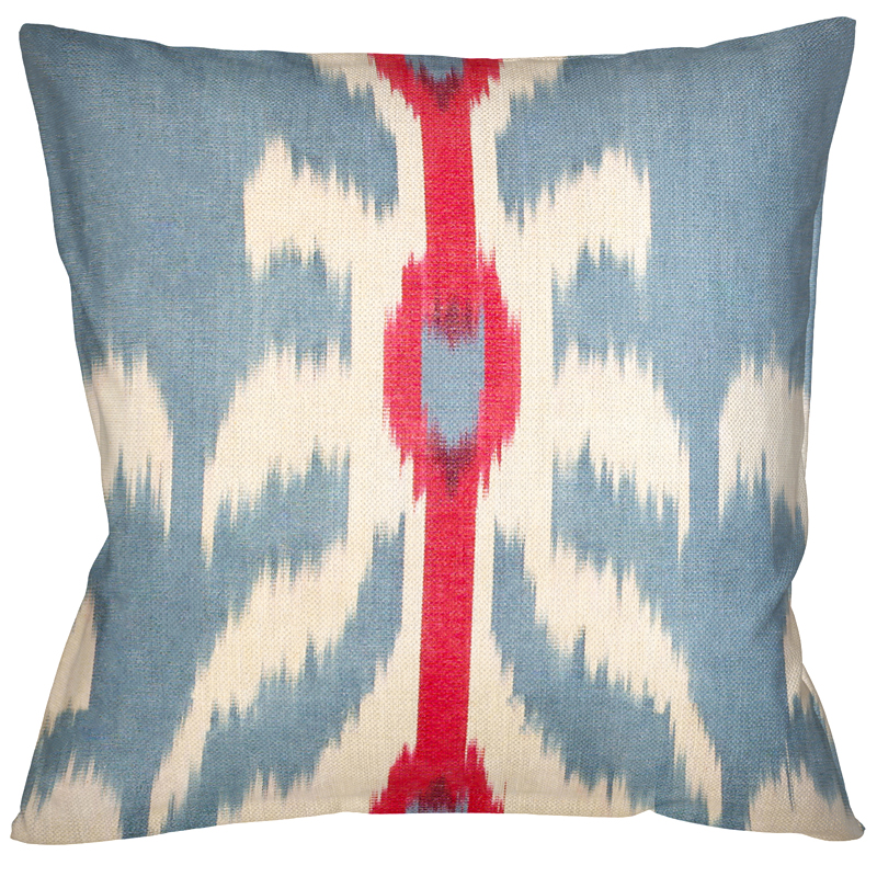 Декоративная подушка Ikat Pattern Голубая с красной линией Мульти Декоративная подушка Ikat Pattern Голубая с красной линией Мульти во Владивостоке | Loft Concept