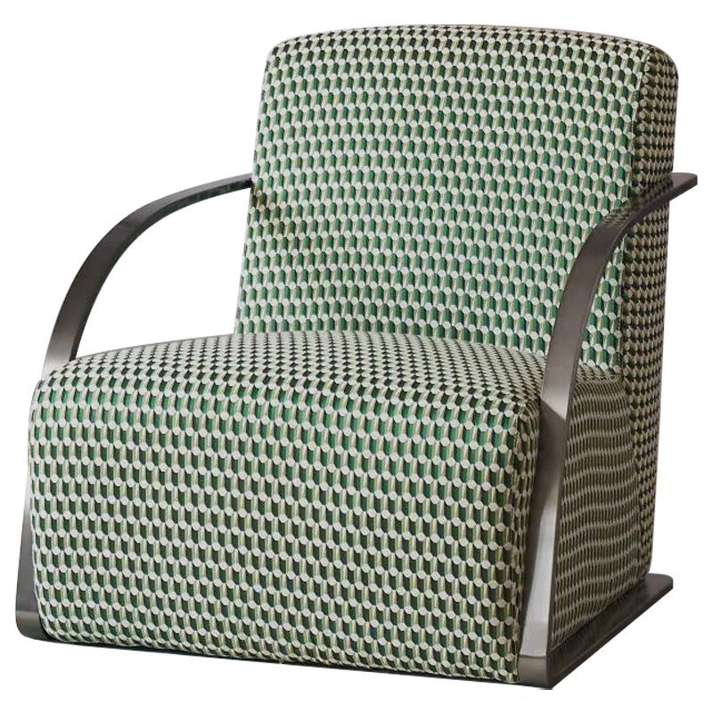 Кресло Esme Green Pattern Armchair Зеленый Темный хром Кресло Esme Green Pattern Armchair Зеленый Темный хром во Владивостоке | Loft Concept