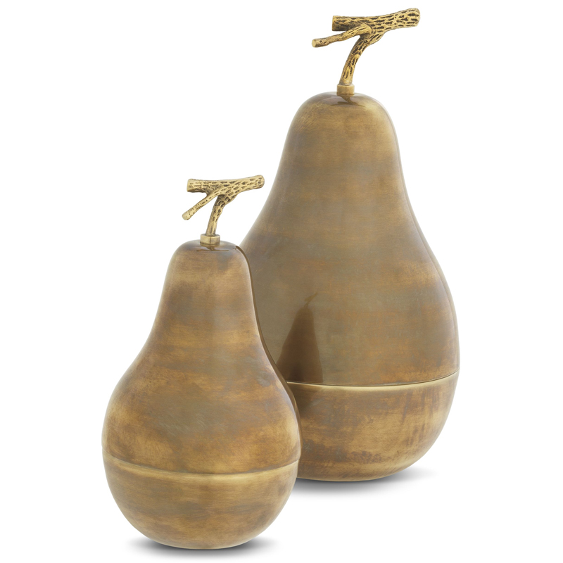 Комплект шкатулок Eichholtz Box Pear Set of 2 brass Винтажная латунь Комплект шкатулок Eichholtz Box Pear Set of 2 brass Винтажная латунь во Владивостоке | Loft Concept