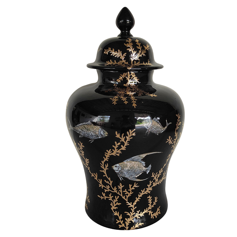 Ваза Vase Algae Fish Черный Золотой Ваза Vase Algae Fish Черный Золотой во Владивостоке | Loft Concept