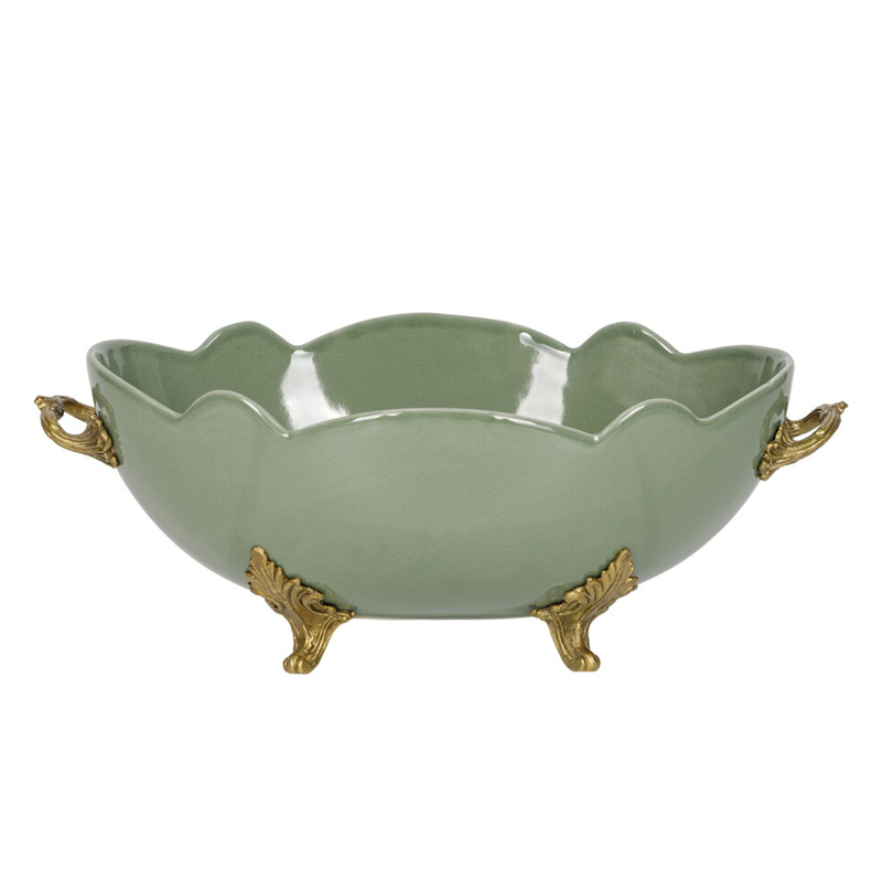 Чаша зеленого цвета из фарфора с волнообразным краем Eden Garden porcelain and bronze Зеленый Бронза Чаша зеленого цвета из фарфора с волнообразным краем Eden Garden porcelain and bronze Зеленый Бронза во Владивостоке | Loft Concept