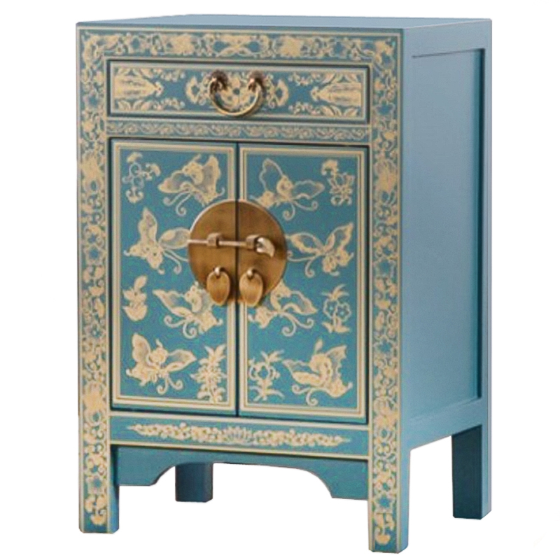 Светло-бирюзовая тумба в Китайском стиле ручная роспись Light Turquoise Chinese Nightstand Бирюзовый Золотой Светло-бирюзовая тумба в Китайском стиле ручная роспись Light Turquoise Chinese Nightstand Бирюзовый Золотой во Владивостоке | Loft Concept