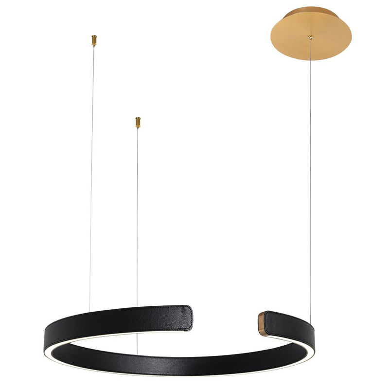 Подвесной светильник Half Ring black leather 60 Черный Золотой Подвесной светильник Half Ring black leather 60 Черный Золотой во Владивостоке | Loft Concept
