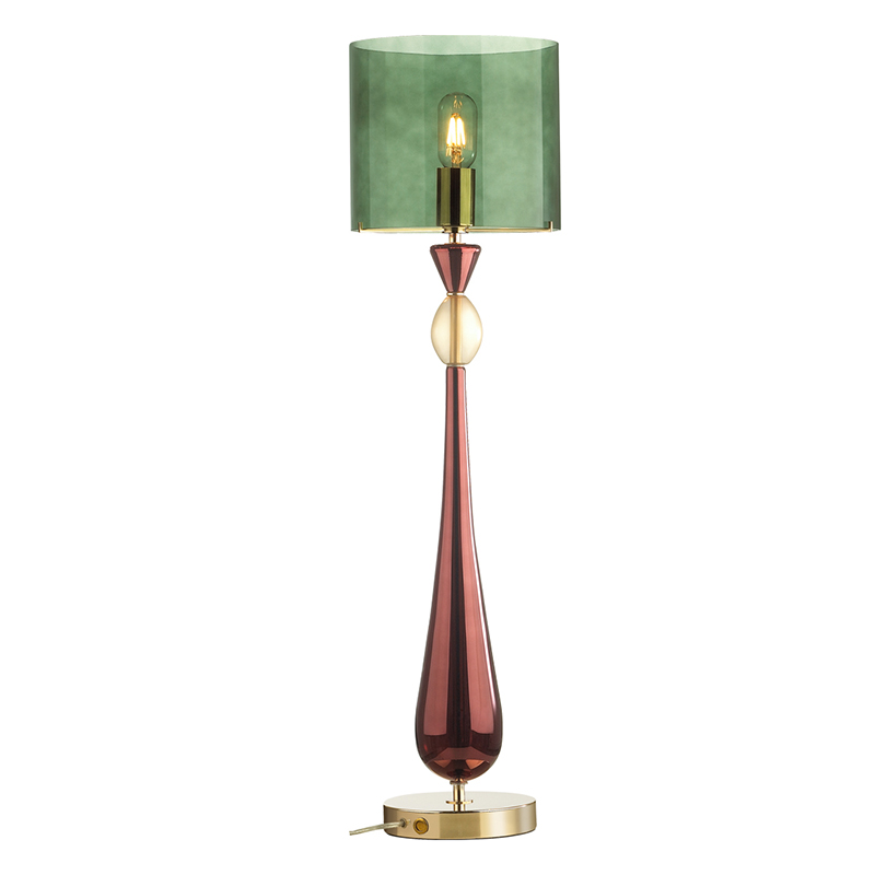 Настольная лампа Roser Green Burgundy Table Lamp Бургундский красный Золотой Зеленый во Владивостоке | Loft Concept 