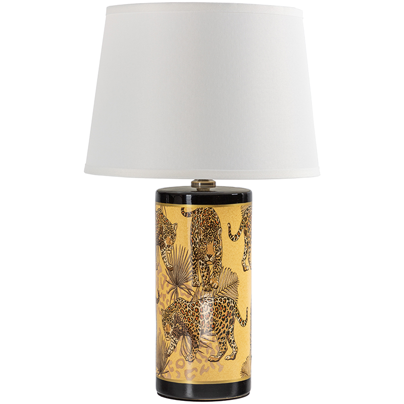 Настольная лампа с абажуром Leopard Lampshade Yellow White Желтый Белый Черный Настольная лампа с абажуром Leopard Lampshade Yellow White Желтый Белый Черный во Владивостоке | Loft Concept