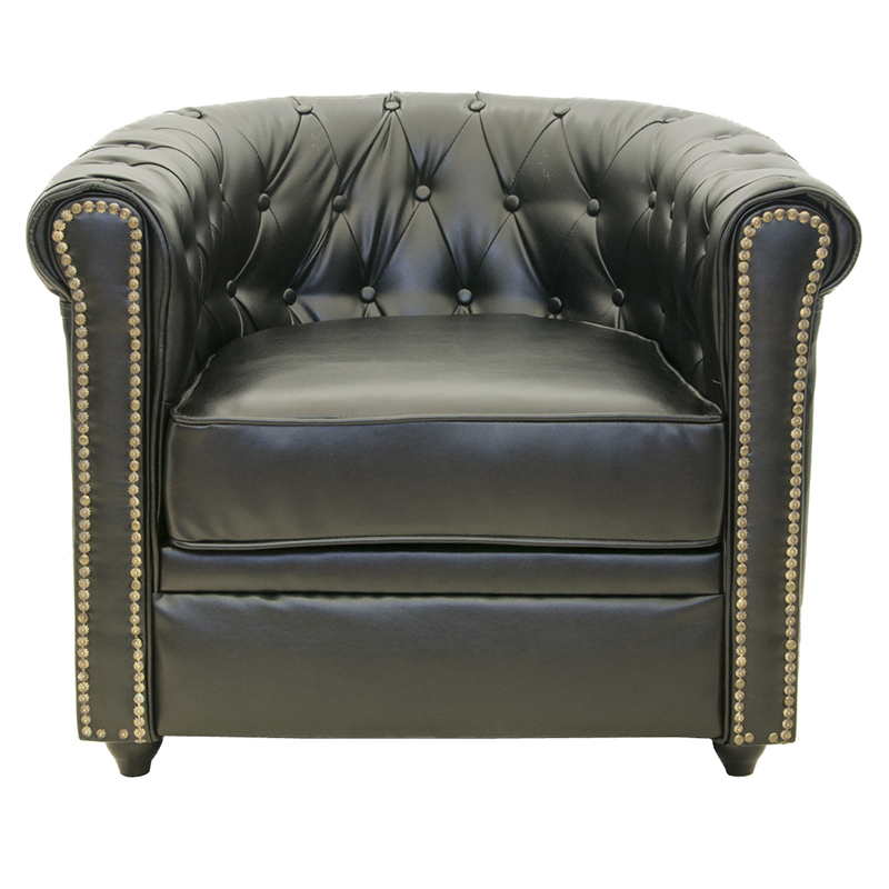 Кресло кожаное с мягкими подлокотниками на 4-х деревянных ножках Logan Leather Armchair black 2 Черный Кресло кожаное с мягкими подлокотниками на 4-х деревянных ножках Logan Leather Armchair black 2 Черный во Владивостоке | Loft Concept