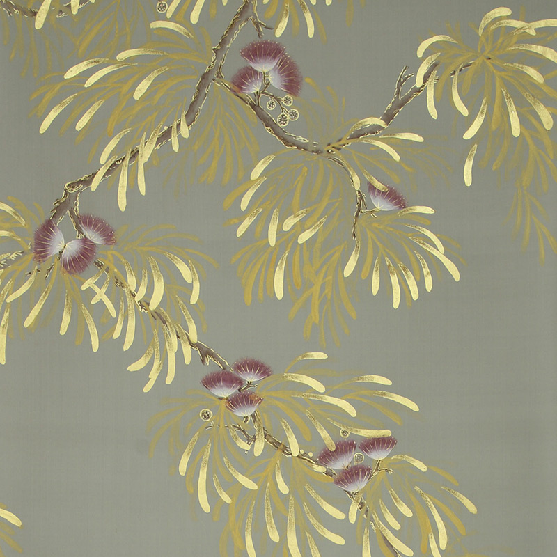 Обои ручная роспись Silk Tree Colourway SC-80 on Pale Grey dyed silk Обои ручная роспись Silk Tree Colourway SC-80 on Pale Grey dyed silk во Владивостоке | Loft Concept