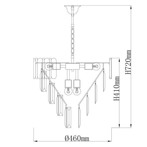 Люстра из черного металла с многоярусными подвесками из прозрачного хрусталя на золотой цепи Empire Black Chandelier Crystal во Владивостоке