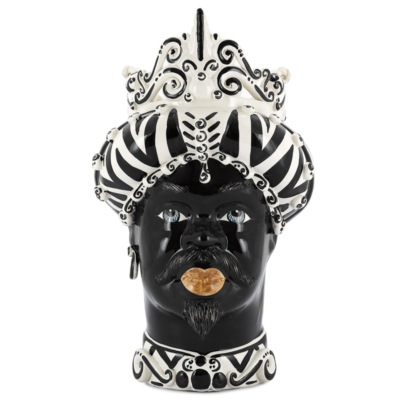 Ваза VASE MORO MAN MEDIUM zebra Черный Белый Ваза VASE MORO MAN MEDIUM zebra Черный Белый во Владивостоке | Loft Concept