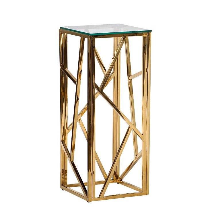 Подставка Serene Furnishing Gold Clear Glass Top stand Прозрачное Стекло Золотой Подставка Serene Furnishing Gold Clear Glass Top stand Прозрачное Стекло Золотой во Владивостоке | Loft Concept