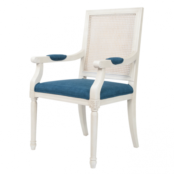 Стул French chairs Provence Garden White ArmChair Белый Темно-синий Стул French chairs Provence Garden White ArmChair Белый Темно-синий во Владивостоке | Loft Concept