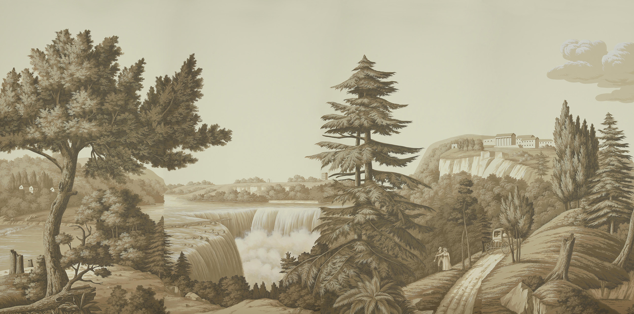 Обои ручная роспись North American River Views Sepia on scenic paper Обои ручная роспись North American River Views Sepia on scenic paper - постер Loft-Concept во Владивостоке