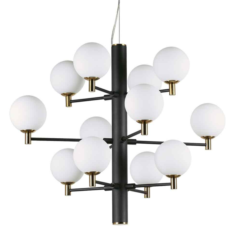 Люстра Italian Globe Abstraction Light White and Black 12 Белый Золотой Черный Люстра Italian Globe Abstraction Light White and Black 12 Белый Золотой Черный во Владивостоке | Loft Concept