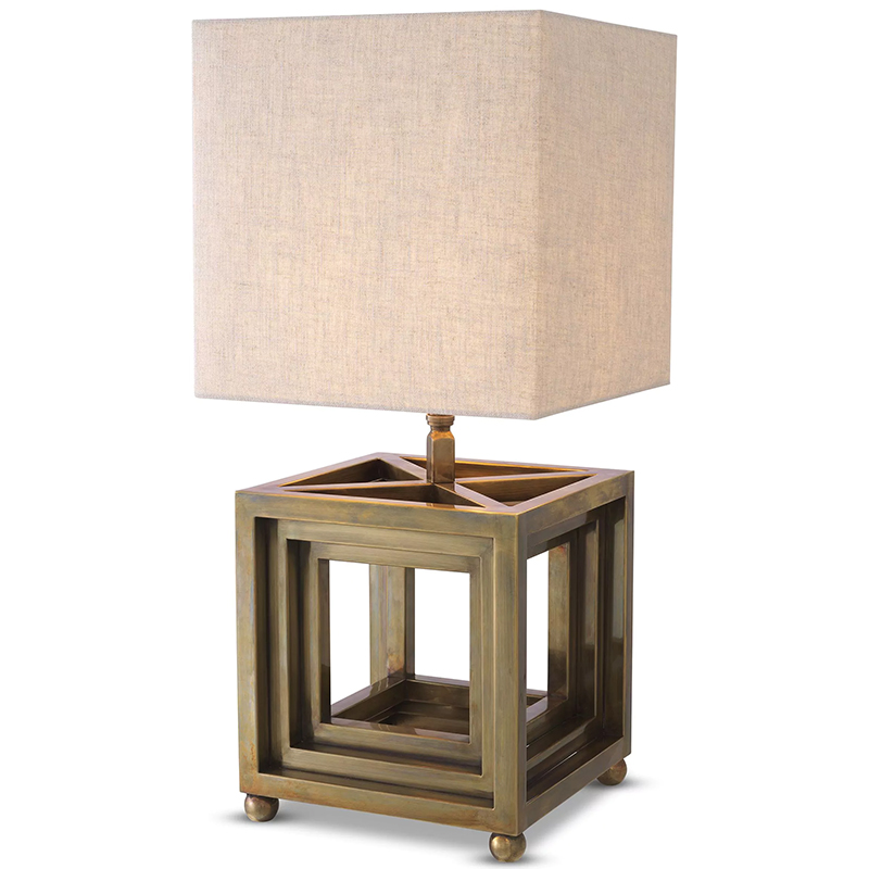 Настольная лампа Eichholtz Table Lamp Bellagio Brass Винтажная латунь Бежево-серый Настольная лампа Eichholtz Table Lamp Bellagio Brass Винтажная латунь Бежево-серый во Владивостоке | Loft Concept