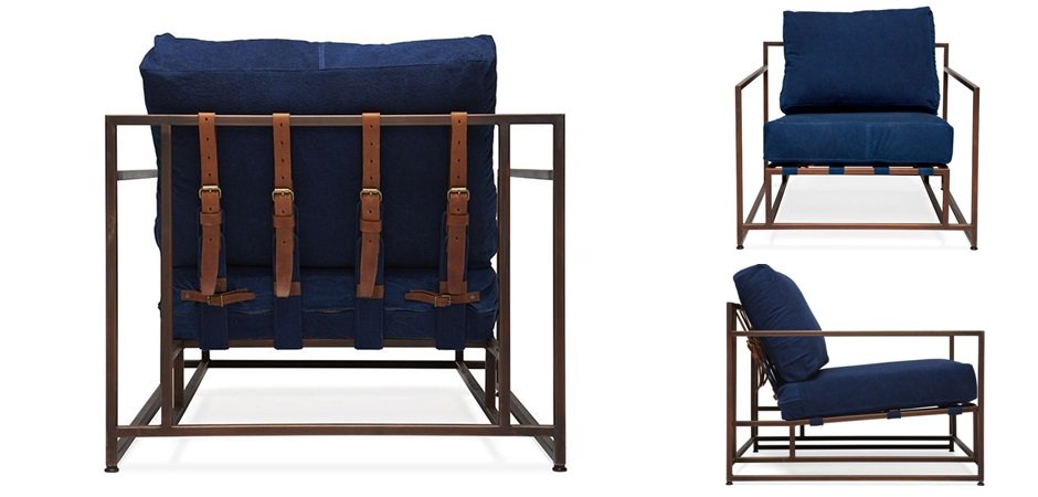 Кресло Kenn X Miller armchair Indigo and copper denim Кресло Kenn X Miller armchair Indigo and copper denim - Loft-Concept во Владивостоке