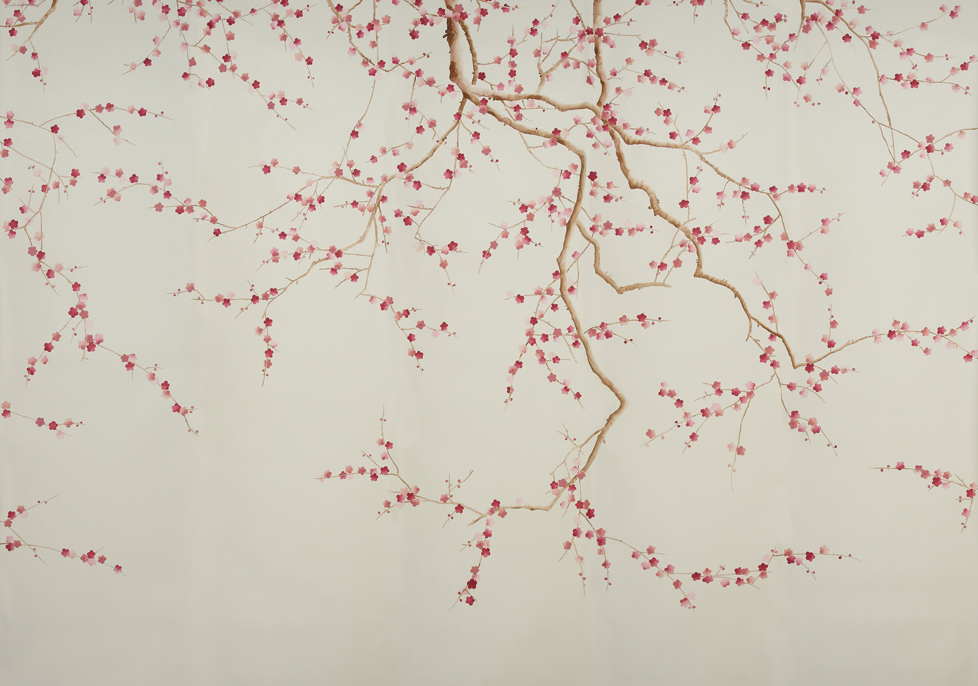Обои ручная роспись Plum Blossom Blossom on Satin Grey dyed silk Обои ручная роспись Plum Blossom Blossom on Satin Grey dyed silk - постер Loft-Concept во Владивостоке