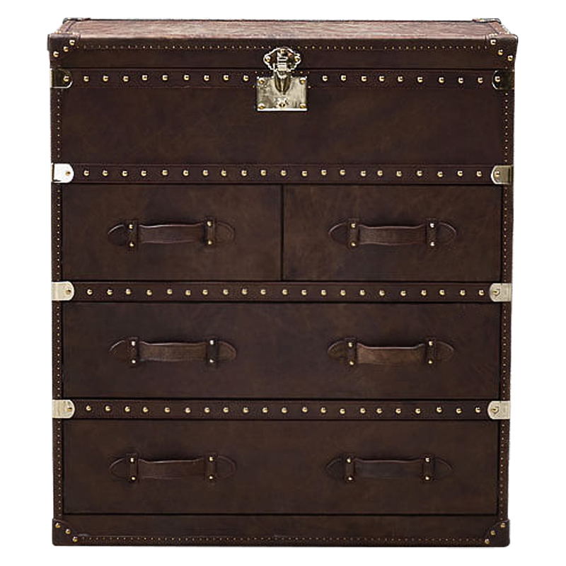 Комод Vintage Leather Chest of Draver Коричневый Глянцевое золото Комод Vintage Leather Chest of Draver Коричневый Глянцевое золото во Владивостоке | Loft Concept