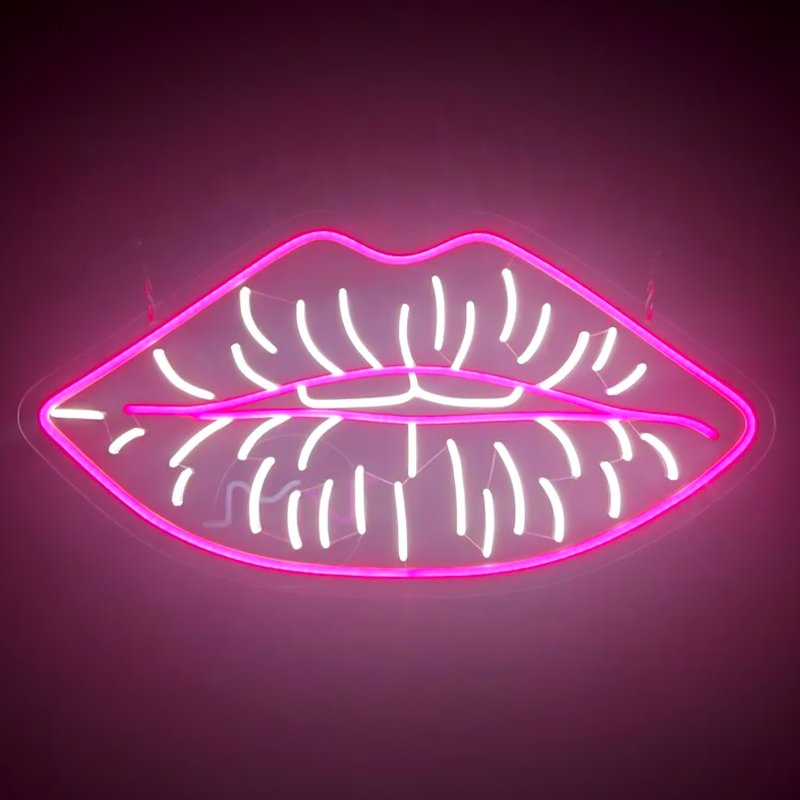 Неоновая настенная лампа Lips Neon Wall Lamp Розовый Белый Неоновая настенная лампа Lips Neon Wall Lamp Розовый Белый во Владивостоке | Loft Concept