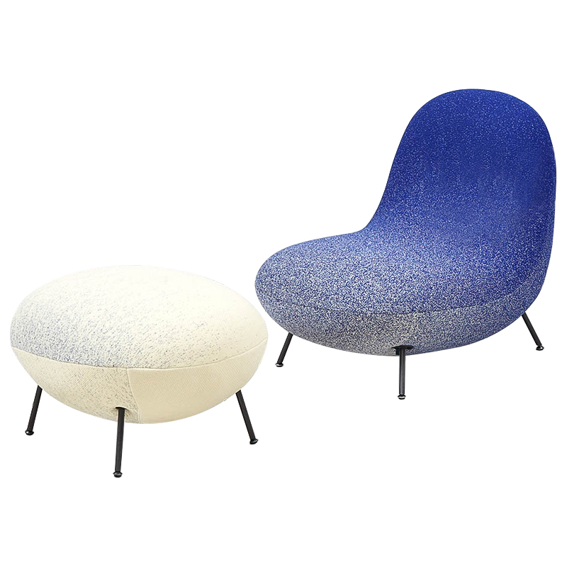 Кресло и пуф Whitney Gradient Armchair and Ottoman Синий Молочный Кресло и пуф Whitney Gradient Armchair and Ottoman Синий Молочный во Владивостоке | Loft Concept